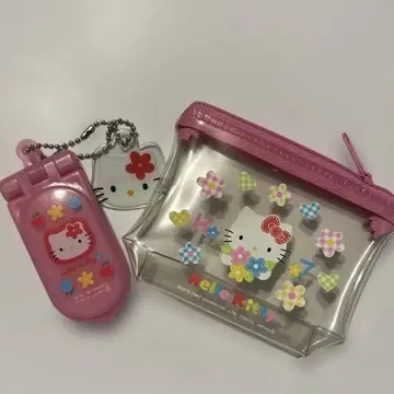 헬로키티 카오하나키티 거울 포함 린 브러쉬 클리어 파우치 세트 판매