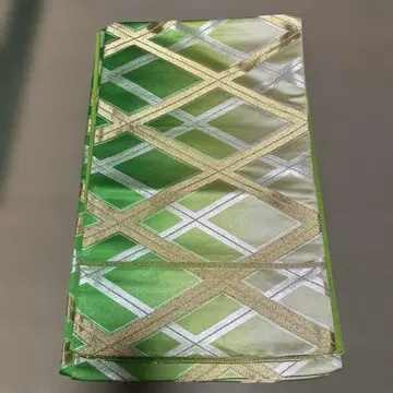 [ 새상품급 ] 후쿠로 오비 그린 계열 격자 무늬 후쿠로 오비 그라데이션