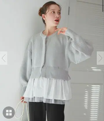 titivate 페플럼 레이어드 니트 가디건