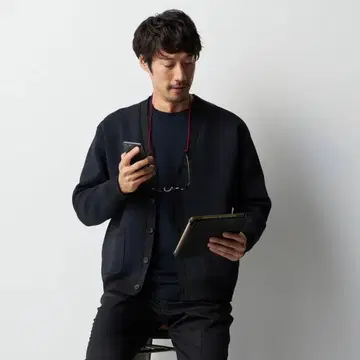 비즈니트 테크 글렌체크 가디건 L