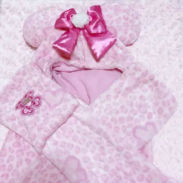 디즈니 팬캡 미니 레오파드 무늬 핑크 머플러