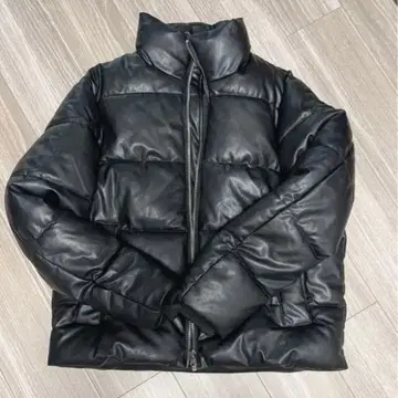 ZARA 자켓 다운 인조 가죽 퍼프 블랙