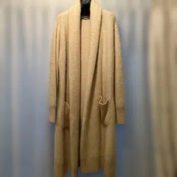 베이지 모헤어 롱 가디건 긴팔