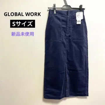 글로벌 워크 코듀로이 스트레치 스커트 네이비 S 사이즈