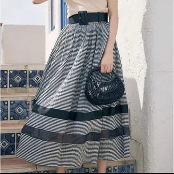 eimy istoire 깅엄 체크 개더 플레어 스커트 S