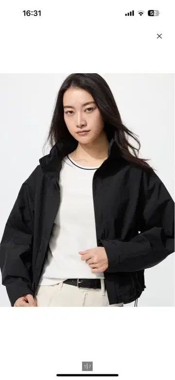 유니클로 윈드프루프 스탠드 블루종 블랙 완판템