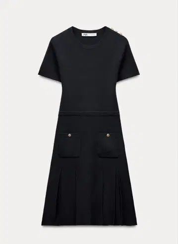 박스 플리츠 니트 미니 원피스 XS