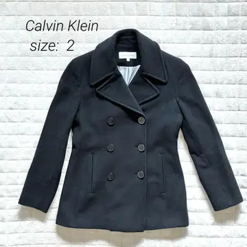 [ US 구매 ] Calvin Klein 블랙 P코트 울 혼방 사이즈 2