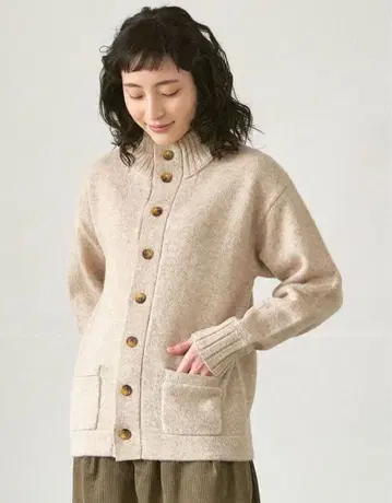 하이넥 니트 가디건 카키 Dgy 디와이 나추란