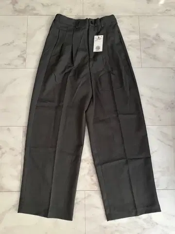 그레이 플리츠 와이드 팬츠 M