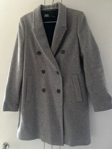 ZARA 그레이 더블 브레스트 코트