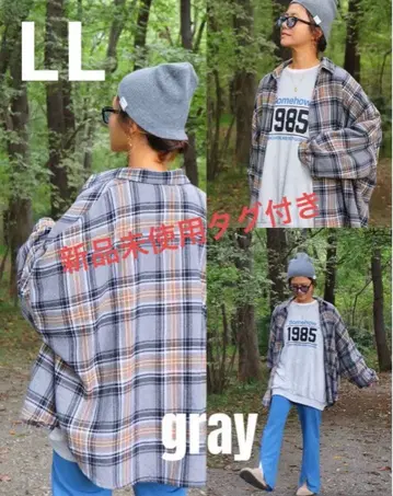 기모 체크 셔츠 (Nozomi) 그레이 LL
