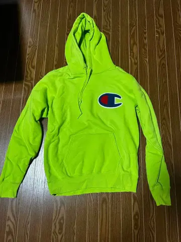 Champion 후드 부착 후드티 옐로우 그린