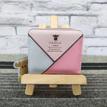 새상품 VASKA by moz 셰리 라운드 지퍼 접이식 지갑 핑크