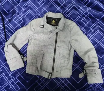 깅엄 체크 타이트 핏 라이더 자켓