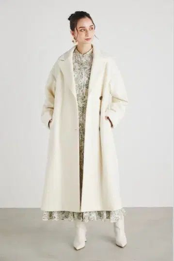 rienda 울 MIX 백 벨트 디자인 코트