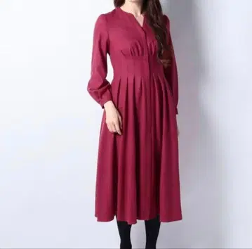 아나이 울 플레어 원피스 보르도 빨간색 36