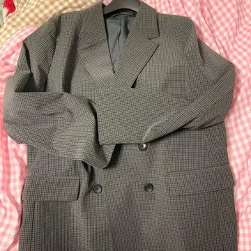 GU 그레이 체크 무늬 자켓