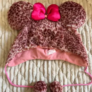 디즈니 팬캡 레오파드 무늬 핑크