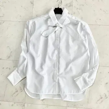 새상품 UNTITLED 셔츠 보타이 코튼 긴팔 화이트 1
