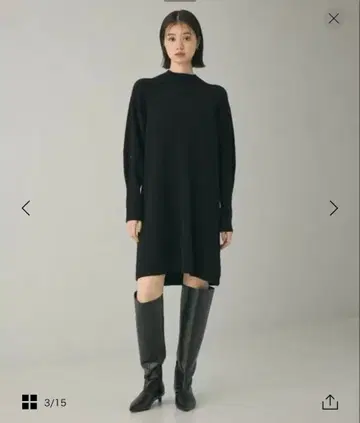 EMMEL REFINES 리브 보틀넥 니트 원피스