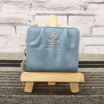 새상품 VASKA by moz 록시 라운드 지퍼 접이식 지갑 블루