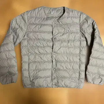 무인양품 노카라 다운 자켓 다운 가디건 얇은 베이지 M