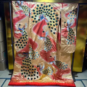 우치카케 이로 우치카케 총 자수 니시진 비단 순수 실크 왕조 공작