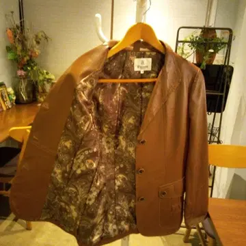 S'eninon 브라운 가죽 자켓 40