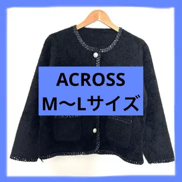 여성용 ACROSS 블랙 퍼 가디건