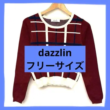 여성용 dazzlin 체크 무늬 니트 스웨터 프리 사이즈