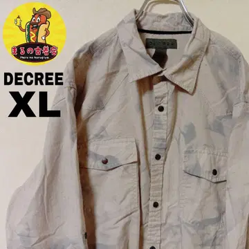 USA 구제 의류 DECREE 긴팔 버튼 셔츠 XL 베이지 그레이