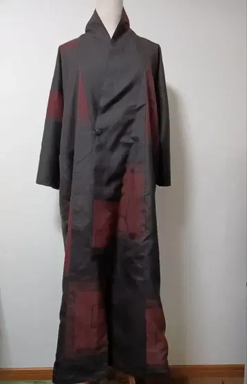 순수 실크 오시마 명주 기모노 리메이크 롱 코트