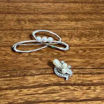 레트로 vintage 펄 진주 브로치 2세트