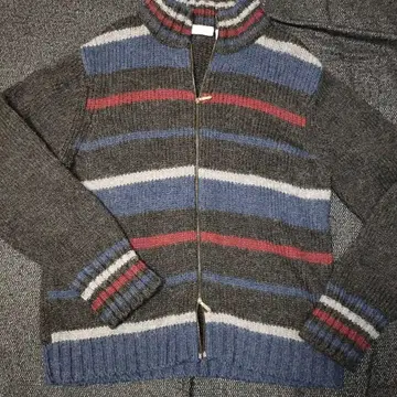 바니스뉴욕 스트라이프 패턴 지퍼 달린 니트 가디건 riri 지퍼