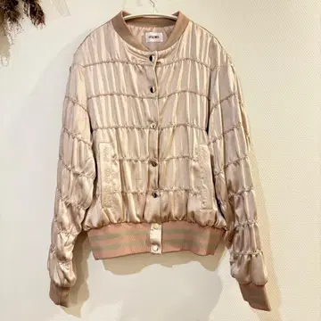 OPULENCE 새틴 셔링 블루종 밀크티 핑크 프리 사이즈