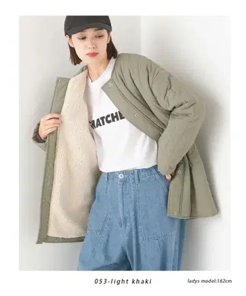 퀼팅 보아 코트 카키 omnes 옴네스