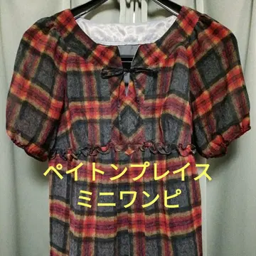 페이튼 플레이스 체크 무늬 시스루 미니 원피스