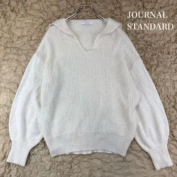 저널 스탠다드 빅 칼라 세일러 카라 니트 울 화이트