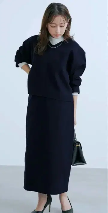 Cohina 울라이크 저지 상의 스커트 셋업