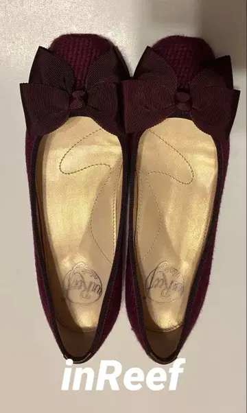 새상품급 inReef 리본 포함 와인 레드 펌프스 23.5