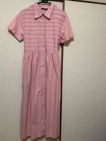 빈티지 카렌 스캇 핑크 셔츠 원피스 허리 리본 포함