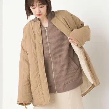 퀼트 보아 안감 코트 베이지 omnes 오므네스