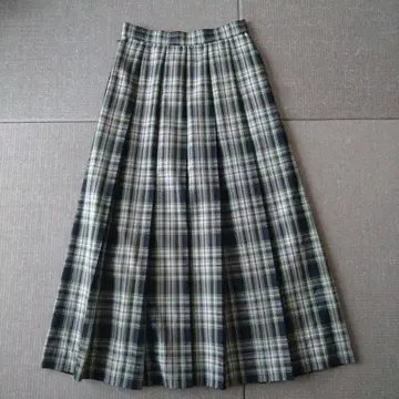 뷰티&유스 체크 플리츠 롱 스커트 S 다크 그레이