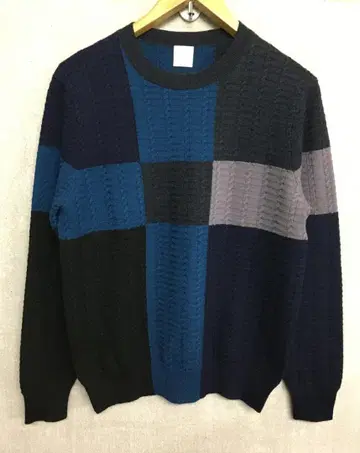 폴스미스 새상품급 패치워크 디자인 체크 크루넥 니트