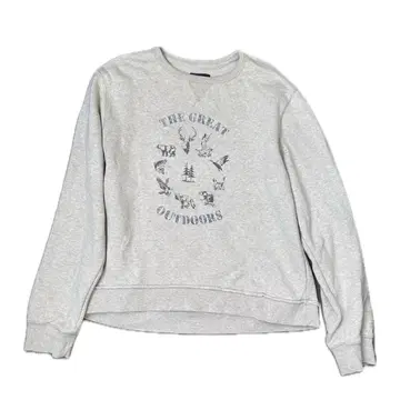 그레이 아웃도어 프린트 크루넥 맨투맨