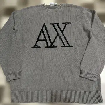아르마니 체인지 AX 로고 니트 스웨터 그레이 L 사이즈 둥근넥