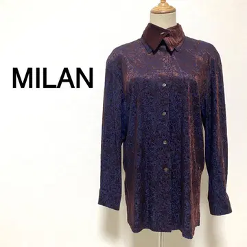 MILAN 퍼플&브라운 컬러 광택 원단 셔츠