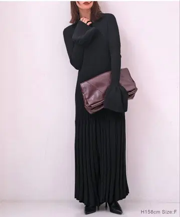 블랙 니트 롱 원피스 F 사이즈