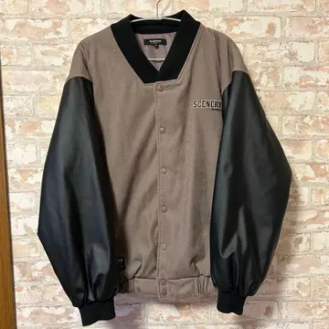 바시티 자켓 그레이 블랙 자수